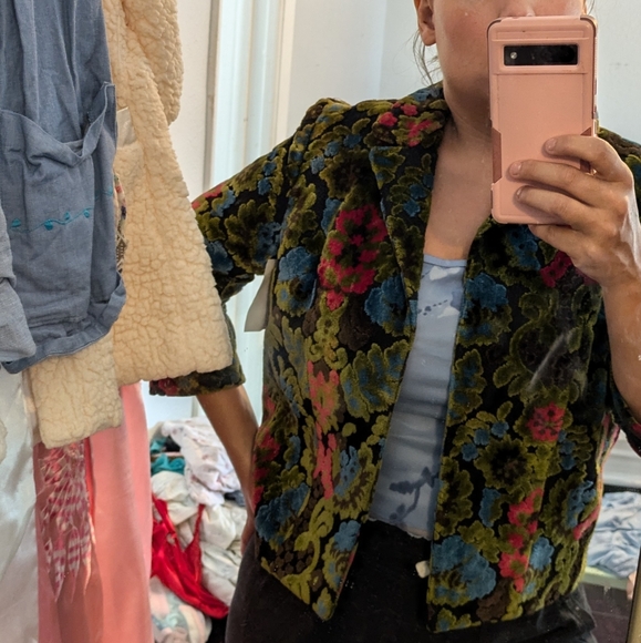 Amazing Vintage 1960s/50s Psychedelic Tapestry Cropped Jacket - Picture 13 of 13